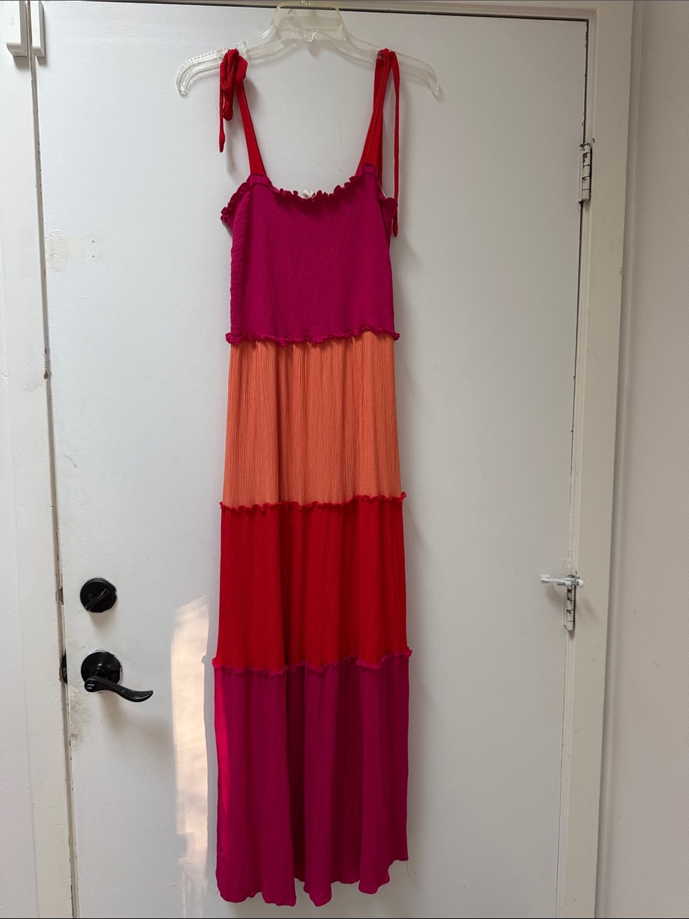BeBop Pink, Orange, Red Colorblock Maxi Dress